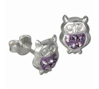 Teenie-Weenie Boucles Doreilles Pour Enfants Clous Doreilles En Argent 925 Hibou Violet Sdo8009v