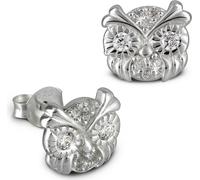Teenie-Weenie clou d'oreille blanc boucles d'oreilles argent sterling tête de hibou enfants D2SDO8012W