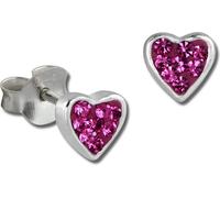 Teenie-Weenie clous d'oreilles Kids argent rose zirconium coeur boucles d'oreilles 0,5mm SDO009P
