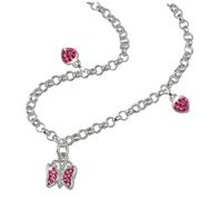 Teenie-Weenie Collier Coeurs Papillon Bijoux 38cm Argent 925 Sdk01838