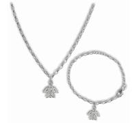 Teenie-Weenie Collier Et Bracelet Ange Ensemble Zircone Enfant Blanc Argent 925 Sds19w