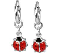 Teenie-Weenie Créoles 13mm rouge Boucles d'oreilles argent Coccinelle Enfants D2SDO073
