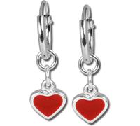 Teenie-Weenie créoles 13mm rouge boucles d'oreilles argent sterling coeur enfants D2SDO076