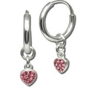 Teenie-Weenie Créoles roses Boucles d'oreilles en argent sterling Coeur Bijoux pour enfants D2SDO091A