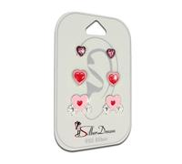 Teenie-Weenie Set De 3 Boucles Doreilles Coeurs Boucles Doreilles Clous Ensemble Enfant Coloré Argent 925 Sds801