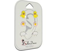 Teenie-Weenie set de bijoux 3 boucles d'oreilles clous d'oreilles 925 VRAI argent naturel SDS804