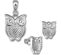 Teenie-Weenie Set pendentif et boucles d'oreilles hibou argent véritable SDS4913J