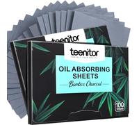 Teenitor Lot de 200 feuilles de papier buvard pour peau grasse - Feuilles absorbantes d'huile de charbon de bambou naturel pour le visage - Papier buvard cosmétique pour femmes Wen - Film de contrôle