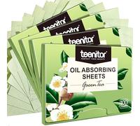 Teenitor Lot de 400 feuilles de papier buvard pour le visage, papier buvard pour soins de la peau grasse, feuilles absorbantes d'huile de thé vert, papier buvard de maquillage, grand format 10 cm x 7