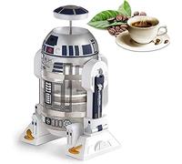 TEENKON Cafetière à piston française isolée en acier inoxydable 304, robot R2D2 de 946 ml, avec écran de filtre pour infusion du café et du thé (blanc)