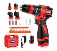 TEENO 18 V Brushless Multifonctionnel Kit de perceuse-visseuse sans fil, Système Multi-Têtes, 20+3 Couple, 45 Nm, 2 Vitesses, Adaptateur Offset, Mandrin Rapide, Adaptateur d'angle Droit, LED, DIY