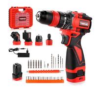 TEENO 18V Brushless Multifonctionnel Kit Perceuse Visseuse sans Fil à Percussion 45Nm, 4 en 1 avec 2 Batteries 2,0Ah, Système Multi-Têtes 20+3 Couple, 2 Vitesses, Mandrin Rapide, LED pour DIY