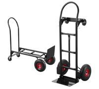 TEENO 2 en 1 Chariot de transport multifonctionnel pliable,capacité de charge 350 kg,chariot plate-forme et chariot avec roulettes,métal,avec poignée en caoutchouc