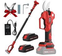TEENO 2-en-1 Sécateur électrique avec perche télescopique, 40MM Secateur electrique sans fil 4000mAh avec Écran, 2 Batteries de 2.0Ah, our le jardinage, les arbres fruitiers