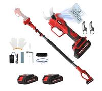 TEENO 2-en-1 Sécateur électrique avec perche télescopique, 40MM Secateur electrique sans fil 4000mAh avec Écran, 2 Batteries de 2.0Ah, our le jardinage, les arbres fruitiers