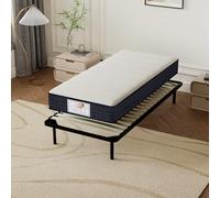 TEENO 90x190 Ensemble Composè:Matelas 90x190 cmMemoire de Forme Matelas+Sommier à Lattes sur Pieds-4 Pieds Inclus(22cm Epaisseur)