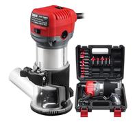 TEENO à Bois Défonceuse Affleureuse électrique 800W, Affleureuse à Bois Défonceuse 13000-33000RPM,15 Fraises à Défoncer Queue de 1/4",6 Vitesses Variables,3 Pinces de 6/6.35/8mm,Boite en Plastique