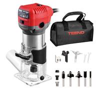 TEENO Affleureuse à Bois Défonceuse Électrique 710W 13000-33000 RPM,Affleureuse Défonceuse Avec 5 Fraises à Défoncer Queue de 1/4",6 Vitesses Variables, Housse Anti Poussière,3 Pinces de 6/6.35/8mm