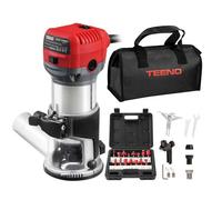 TEENO Affleureuse Défonceuse Électrique 710W,13000-33000RPM,15 Fraises 1/4"", 6 Vitesses, Housse Anti Poussière,3 Pinces(6/6.35/8mm)