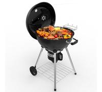 TEENO Barbecue au charbon de bois,Barbecue sphérique au charbon de bois Ø 53.5cm,Barbecue portable pour le camping,Hauteur 105.5 cm, Noir