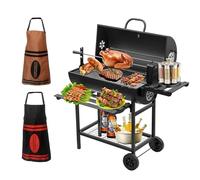 TEENO Barbecue Charbon de Bois,avec Grille de Cuisson XXL,Gants Anti-BrûLures, ThermomèTre,Tiroir à Cendres, éVent RéGlable,Grand Barbecue au Charbon de Bois (with 2*apron and Chicken Gril)