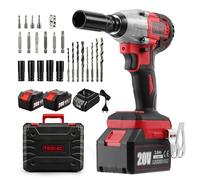 TEENO Brushless Clé à chocs sans fil, 320Nm Boulonneuse a Choc avec 3.0Ah Batterie, Boulons de Roue, Boîte avc 25pcs Accessoires (Deux batteries)