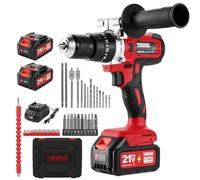 TEENO Caisse a Outil Avec Perceuse Visseuse Multifonction Sans Fil 21V, 39 Pièces Malette Outils complete, Ensemble d'Outils avec Perceusepour Réparation, Entretien et Travail (90Nm, 9185-2)