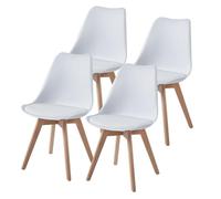 TEENO Chaises Salle à Manger, Chaise Scandinave Lot de 4, Chaise Bureau, Chaise Cuisine Lot de 4, Chaise de Salon, Chaise Blanche et Bois