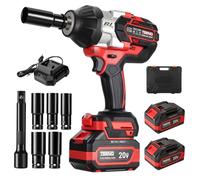 TEENO hoc sur Batterie 1300Nm Boulonneuse a Choc,1/2" avec Deux Batteries 4,0 Ah,Perceuse Visseuse Sans Fil avec 5 Douilles(17/19/21/22/24mm) pour Voiture Familiale/Camionnette/Tondeuse