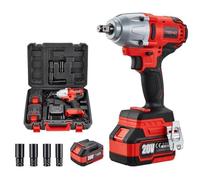 TEENO Clé à chocs 20V Brushless Lithium-Ion Batteries 4.0Ah, 4 Douilles à Chocs, 600N.m (deux batterie)