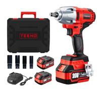 TEENO Clé à Chocs Sans Fil Brushless 1/2" 600Nm 20 V avec 2 * 4000mAh Batterie,Boulonneuse a Choc avec 4 Douilles à Chocs(17/19/21/22mm),Pour l'Automobile et l'Usage Domestique (two batteries)