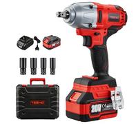 TEENO Clé à Chocs Sans Fil Brushless 1/2" 600Nm 20 V avec 4000mAh Batterie,Boulonneuse a Choc avec 4 Douilles à Chocs,Pour l'Automobile et l'Usage Domestique