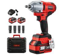 TEENO Clé à Chocs Sans Fil Brushless 600Nm 20 V avec 2 * 4000mAh Batterie,Boulonneuse a Choc avec 4 Douilles à Chocs,Pour l'Automobile et l'Usage Domestique.