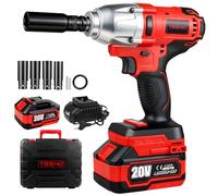 TEENO Clé à Chocs Sans Fil Brushless,Couple Maximal 600 Nm,1/2"Boulonneuse à Choc Electrique avec 1x4.0 Ah,Visseuse à Chocs avec 4 Douilles à Chocs(17/19/21/22mm)，Idéale pour Démontage Pneus Auto,etc