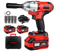 TEENO Clé à Chocs Sans Fil Brushless,Couple Maximal 600 Nm,1/2"Boulonneuse à Choc Electrique avec 2x4.0 Ah,Visseuse à Chocs avec 4 Douilles à Chocs(17/19/21/22mm)，Idéale pour Démontage Pneus Auto,etc