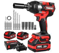 TEENO Clé à Chocs Sans Fil Brushless, Couple Maximal 700N. m, 1/2" avec Deux Batteries 4,0 Ah,Rotation Enclume 180° & Pivot Tête 90°,pour Voiture Familiale/Camionnette/Tondeuse
