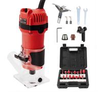 TEENO Défonceuse Affleureuse Électrique 800W 31000 RPM Avec Housse anti Poussière, Affleureuse à Bois Avec 15 Fraises à Défoncer