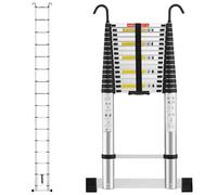 TEENO Échelle Télescopique 6.2 M, Escabeau Telescopique Pliable en Aluminium avec Barre Stabilisatrice et Crochet Amovible, Charge Max 150 kg