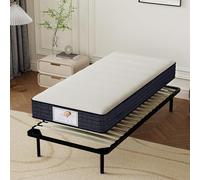 TEENO Ensemble Composè:Matelas a Memoire de Forme Matelas+Sommier à Lattes sur Pieds-7 Pieds Inclus (Ensemble 140x190, 22)