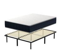 TEENO Ensemble Composè,Matelas Mousse à Mémoire de Forme 140x200x32 cm+Sommier à Lattes sur Pieds,9 Pieds Inclus,Ensemble Matelas et sommier