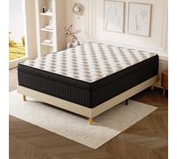 TEENO Ensemble lit 160×200 cm | Sommier tapissier Beige à 9 Pieds + Matelas Hybride Noir 25 cm à Ressorts ensachés et Mousse à mémoire | Fermeté Moyenne | Certifié Oeko-TEX | Anti-résonance
