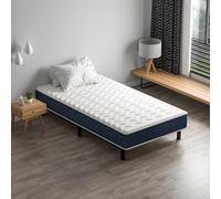 TEENO Ensemble Matelas et Sommier 90x190cm, Matelas en Mousse A Mémoire et Robuste Cadre de lit en Fer avec 9 Pieds, épaisseur 15cm,7 Zones Parfaitement logé