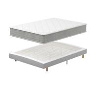 TEENO Ensemble Sommier et Matelas 160x200 cm, Lit 2 Personnes Complet avec Sommier Tapissier et Matelas Memoire de Forme, Confort, Respirant (Matelas 160x200x22+Sommier)