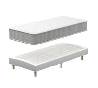 TEENO Ensemble Sommier et Matelas 90x190 cm, Lit Une Personne Complet avec Sommier Tapissier et Matelas Memoire de Forme, Confort, Respirant (Matelas 90x190x25+Sommier)