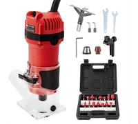 TEENO Fraiseuse à bois 800W 31000 tr/min avec raccord d'aspiration des poussières, 15 pièces 1/4" fraise Cuter Avec pince de serrage 6MM, 6.35 MM