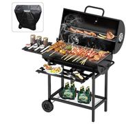 TEENO Grand Barbecue Charbon de Bois XXL,Thermomètre,Tiroir à Cendres,Gants anti-brûlures, Évent Réglable,Grand Barbecue au Charbon de Bois (Avec couvercle en tissu)