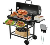 TEENO Grill XXL à Charbon de Bois avec Couvercle, Chariot à Barbecue avec Grille à Poulet, Barbecue américain Charbon de Bois, Barbecue à Charbon pour le Jardin, la Terrasse, le Camping