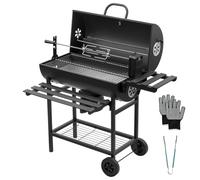TEENO Grille Barbecue,Barbecue Charbon de Bois avec Grille de Cuisson XXL Grande Taille,Gants Anti-BrûLures, ThermomèTre,Tiroir à Cendres, éVent RéGlable(Upgraded (With Chicken Grill))
