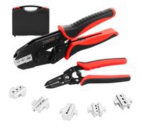 TEENO Jeu de 8 Pinces a Sertir,Jeu d'outils de Sertissage Multifonctionnel,Pince à Sertir à Cliquet Pour Cosses Thermorétractables, Connecteurs en Nylon, Cosses solaires, Cosses Pré-Isolées, etc.