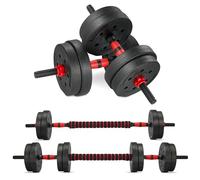 TEENO Kit Haltères Musculation, 15 kg, comprenant des haltères, une barre, Fitness, Musculation